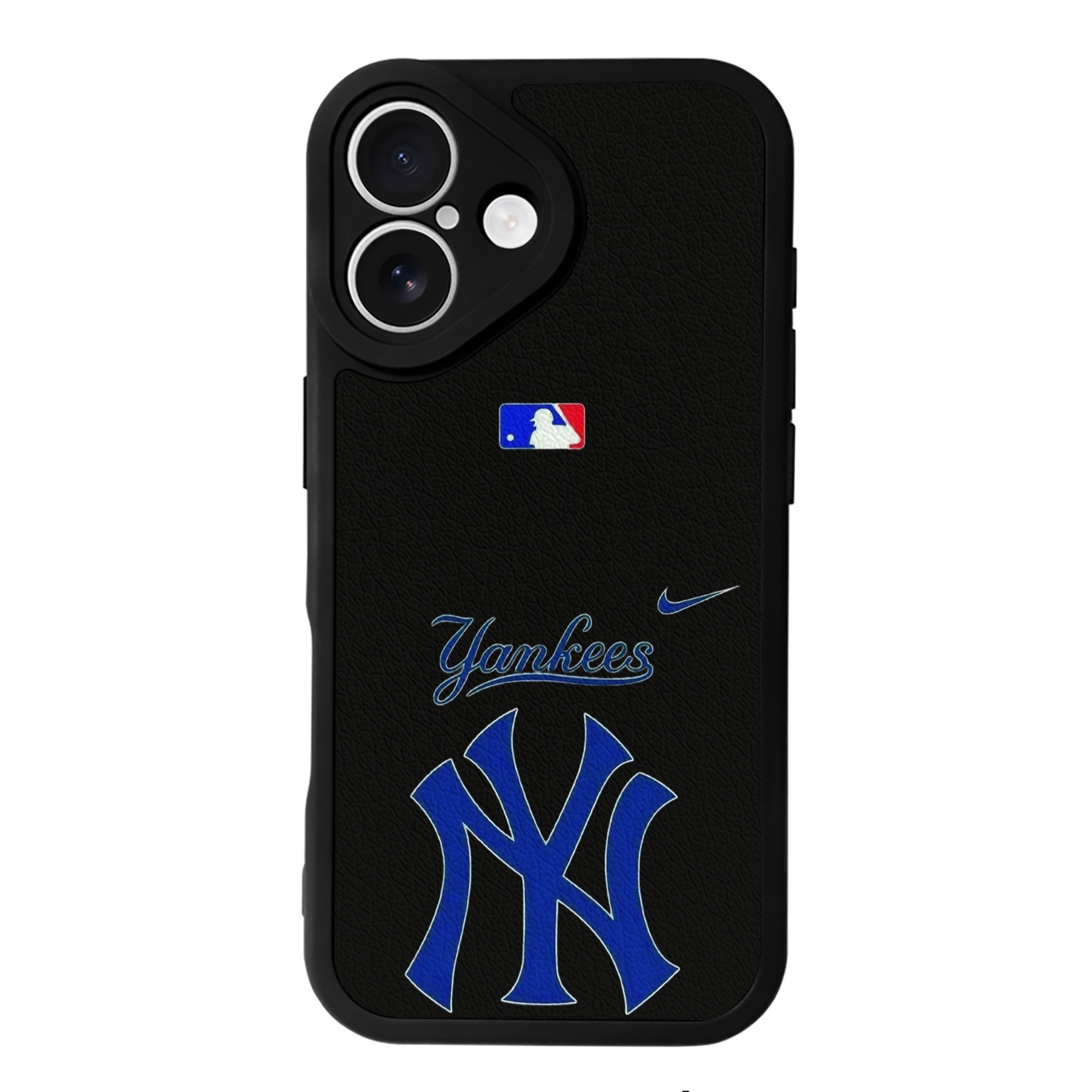 New York Yankees Blue Logo IPhone 16 Silicone Leather Case – UV Print, Lambskin Texture – Perfect Fit, Wireless Charging Compatible, Scratch Resistant, Precise Cutouts – Stylish Protection For IPhone 16